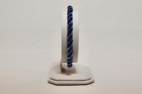 Blues and Black Spiral Beaded Kumihimo Bracelet